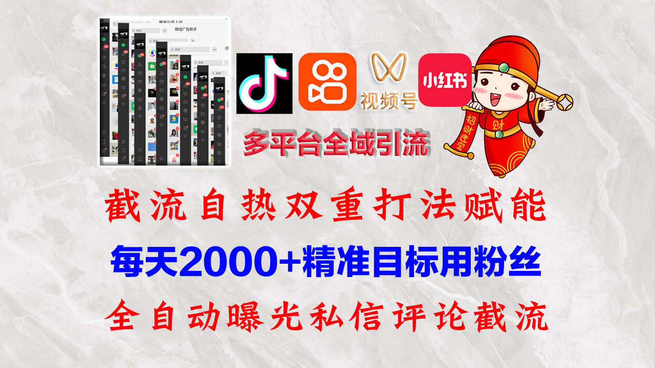 快手，抖音，小红书，视频号多平台全自动引流获客系统 精准全域引流，…-奇奇网创