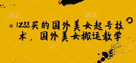 1288买的国外美女起号技术，国外美女搬运教学-奇奇网创