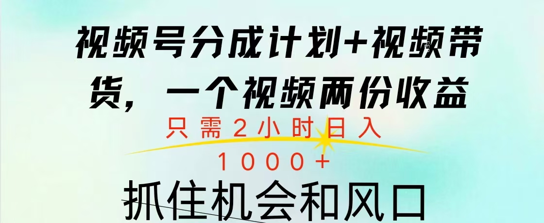 视频号橱窗带货， 10分钟一个视频， 2份收益，日入1000+-奇奇网创