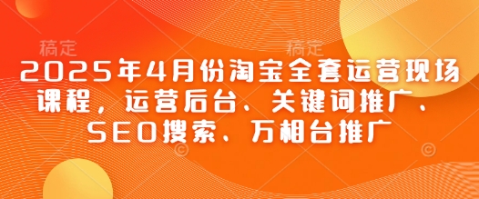 2025年4月份淘宝全套运营现场课程，运营后台、关键词推广、SEO搜索、万相台推广-奇奇网创