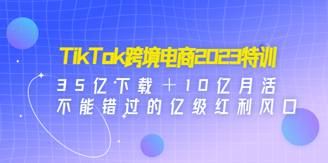 TikTok跨境电商2023特训：35亿下载＋10亿月活，不能错过的亿级红利风口-奇奇网创