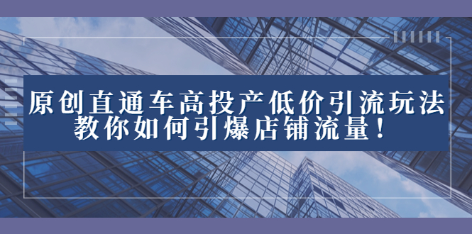 2023直通车高投产低价引流玩法,教你如何引爆店铺流量!-奇奇网创