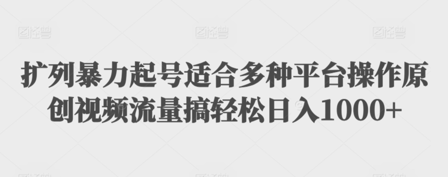 扩列暴力起号适合多种平台操作原创视频流量搞轻松日入1000+-奇奇网创
