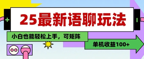 25年最新语聊玩法，纯手工，单机收益100+，小白也能轻松上手，可矩阵操作-奇奇网创