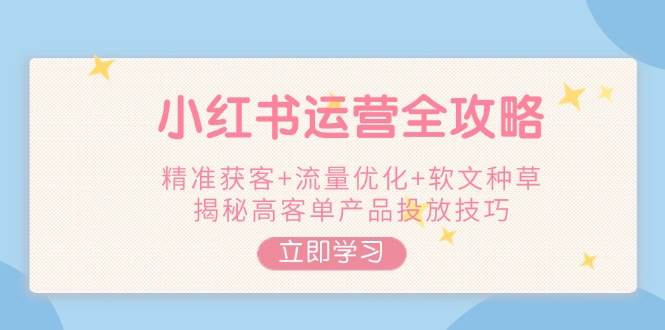 小红书运营全攻略，精准获客+流量优化+软文种草，揭秘高客单产品投放技巧-奇奇网创