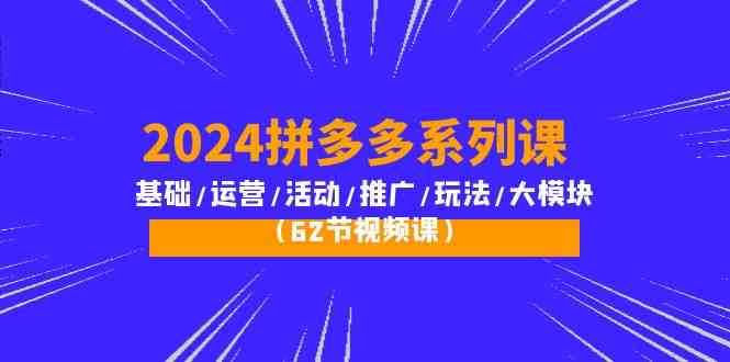 （10019期）2024拼多多系列课：基础/运营/活动/推广/玩法/大模块（62节视频课）-奇奇网创