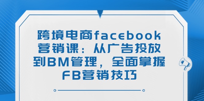 跨境电商facebook营销课：从广告投放到BM管理，全面掌握FB营销技巧-奇奇网创