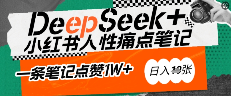 AI赋能小红书爆款秘籍：用DeepSeek轻松抓人性痛点，小白也能写出点赞破万的吸金笔记，日入多张-奇奇网创
