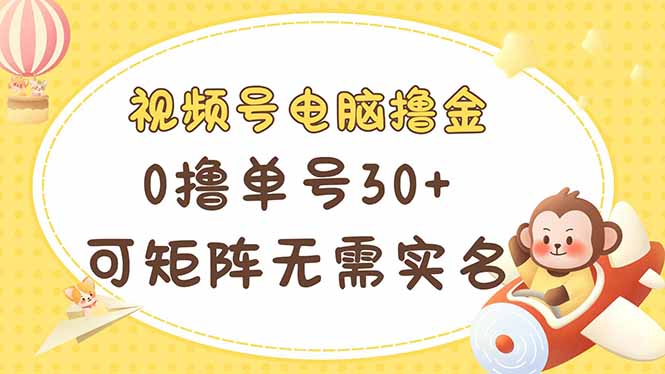 视频号电脑撸金 0撸单号30+ 可矩阵 无需实名多号多得-奇奇网创