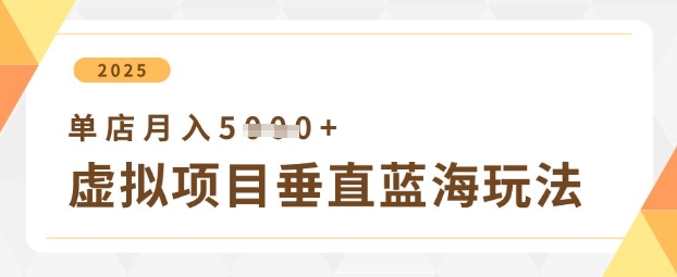 虚拟项目垂直玩法，实现单店月入5k+-奇奇网创