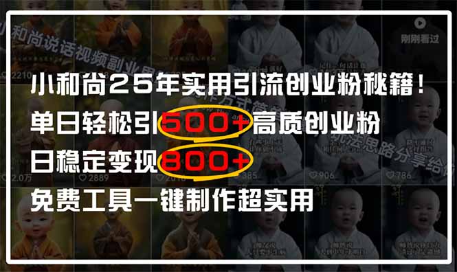 小和尚2025年实用引流秘籍！单日轻松引500+高质量创业粉，日变现800+，…-奇奇网创