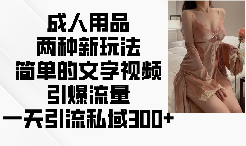 成人用品两种新玩法，简单的文字视频引爆流量，一天引流私域300+-奇奇网创