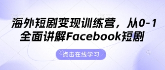 海外短剧变现训练营，从0-1全面讲解Facebook短剧-奇奇网创