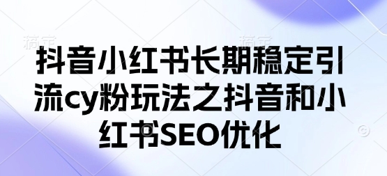 抖音小红书长期稳定引流cy粉玩法之抖音和小红书SEO优化-奇奇网创