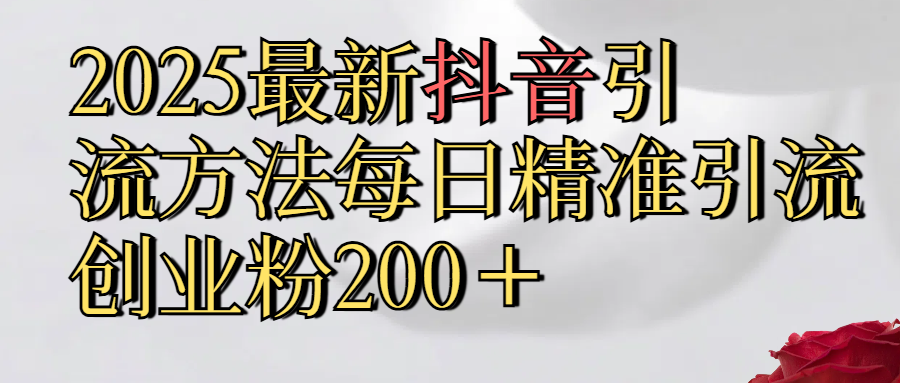 2025最新,抖音引流,方法每日精准引流创业粉300＋-奇奇网创