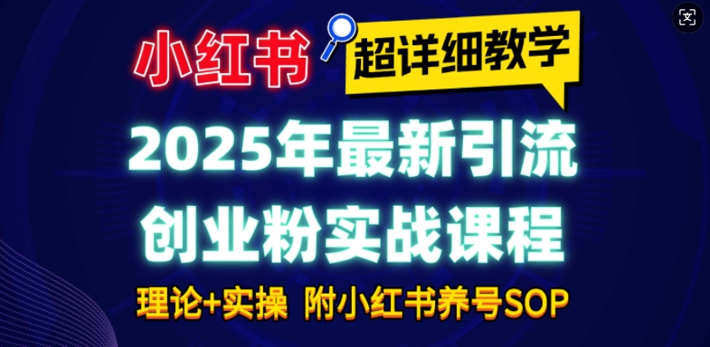 2025年最新小红书引流创业粉实战课程【超详细教学】小白轻松上手，月入1W+，附小红书养号SOP-奇奇网创