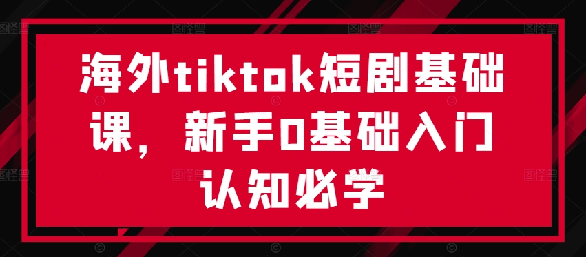 海外tiktok短剧基础课，新手0基础入门认知必学-奇奇网创