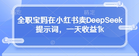 全职宝妈在小红书卖DeepSeek提示词，一天收益1k-奇奇网创