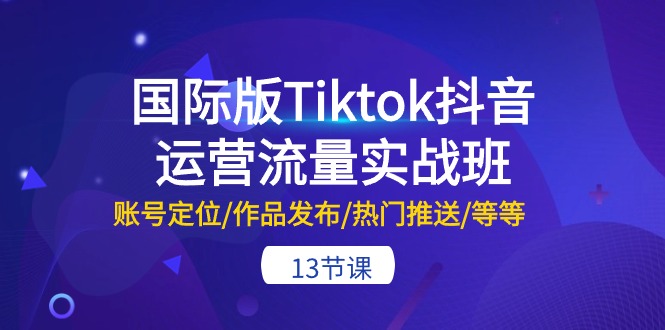 (10712期)国际版Tiktok抖音运营流量实战班:账号定位/作品发布/热门推送/等等-13节-奇奇网创