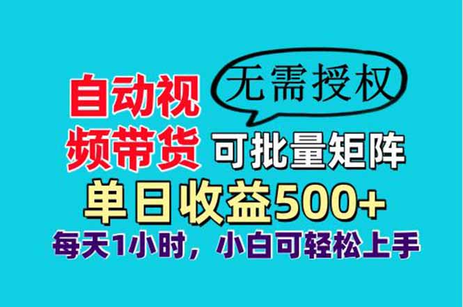 自动视频带货，可批量矩阵，单日收益500+、轻松实现睡后收益，小白可…-奇奇网创