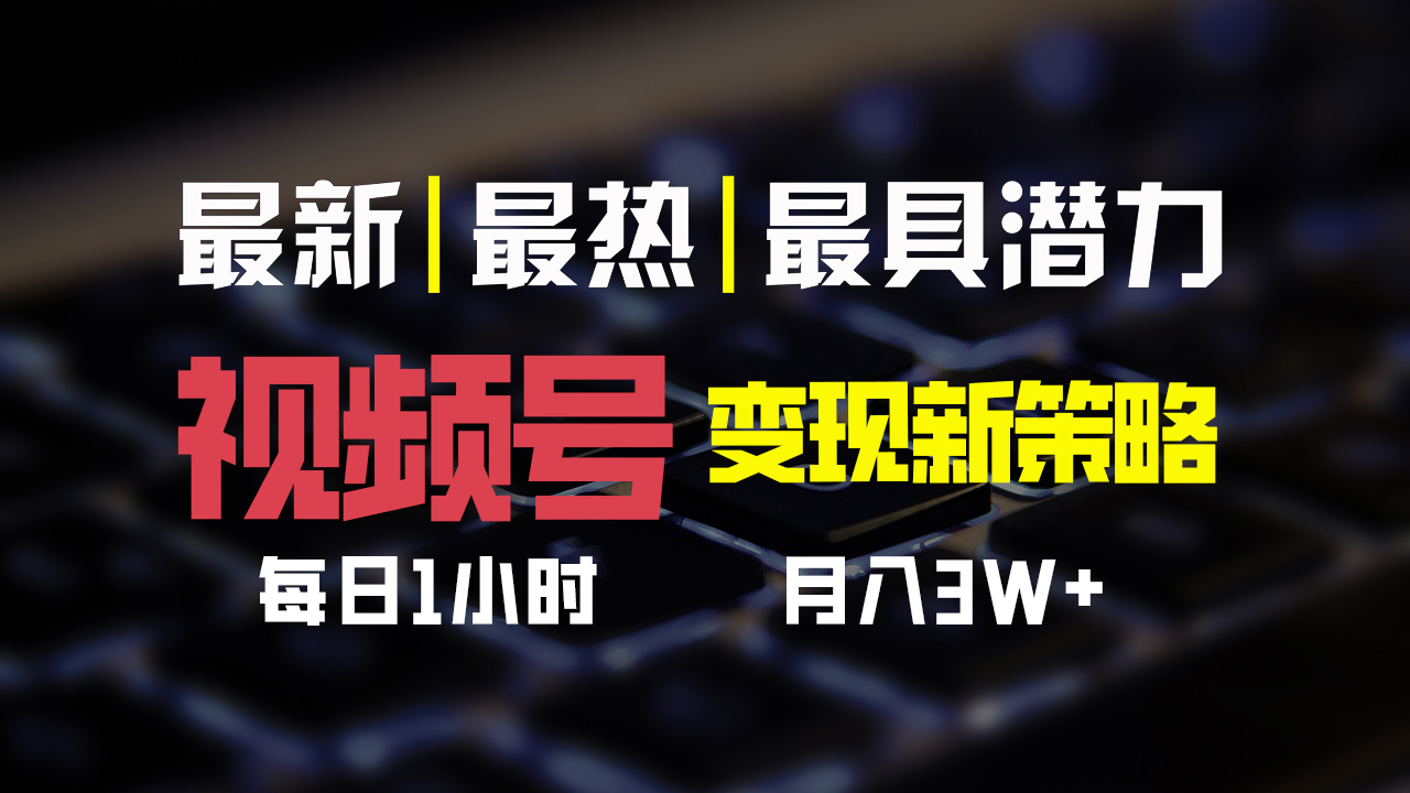 视频号变现新策略，每日一小时月入30000+-奇奇网创