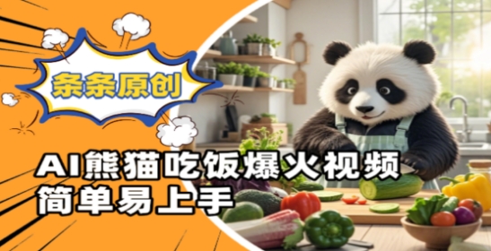 Ai熊猫吃饭爆火视频，条条原创，简单易上手-奇奇网创