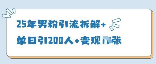 25年男粉引流拆解+单日引200人+变现多张-奇奇网创
