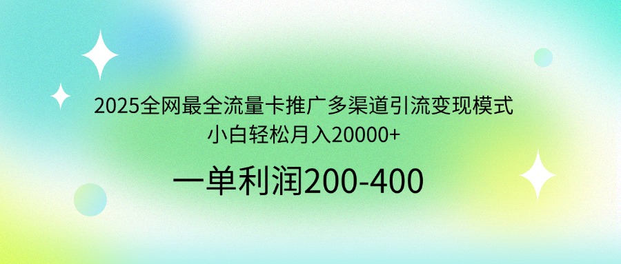 2025全网最全流量卡推广多渠道引流变现模式，小白轻松月入20000+-奇奇网创