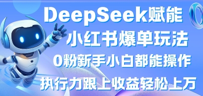DeepSeek赋能小红书爆单玩法0粉新手小白都能操作，执行力跟上收益轻松上W，懒人勿做-奇奇网创