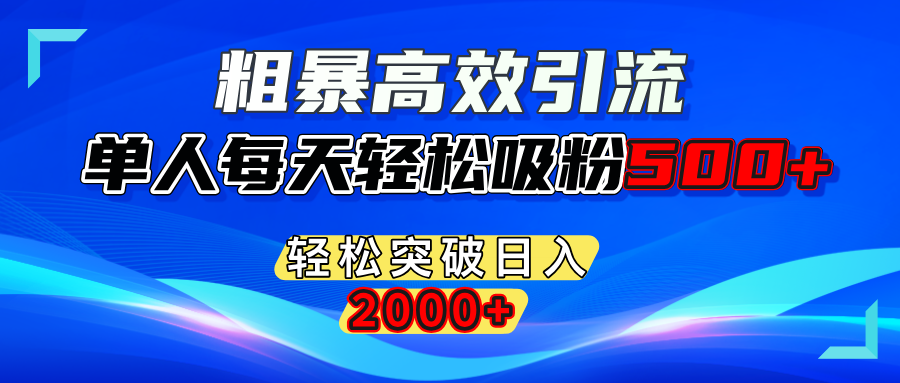 粗暴高效引流,单人每天轻松吸粉500+,轻松突破日入2000+-奇奇网创