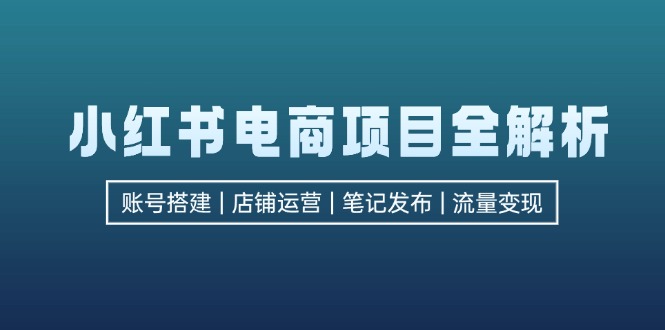 小红书电商项目全解析，包括账号搭建、店铺运营、笔记发布  实现流量变现-奇奇网创