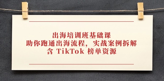 出海培训班基础课，助你跑通出海流程，实战案例拆解，含 TikTok 榜单资源-奇奇网创