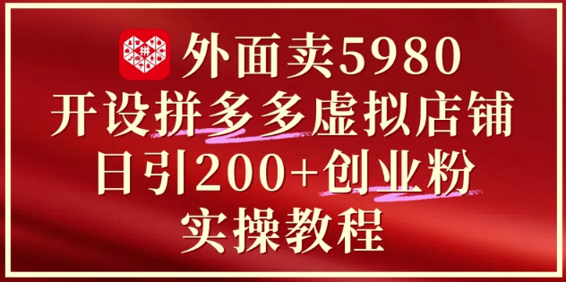 外面卖5980开设拼多多虚拟店铺:单日引流200+创业付费粉实战教程-奇奇网创