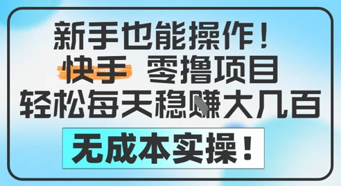 新手也能操作，快手零撸挣米，轻松每天挣2-5张，完全无成本-奇奇网创