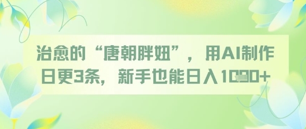 治愈的“唐朝胖妞”，用AI制作日更3条，新手也能日入多张-奇奇网创