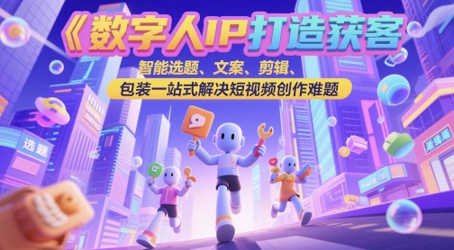 数字人IP打造获客变现实操课，智能选题、文案、剪辑、包装一站式解决短视频创作难题-奇奇网创