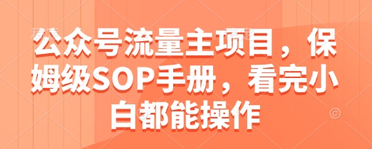 公众号流量主项目，保姆级SOP手册，看完小白都能操作-奇奇网创