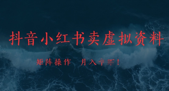 抖音小红书卖虚拟资料，市场需求一直存在，矩阵操作，月入1w+-奇奇网创