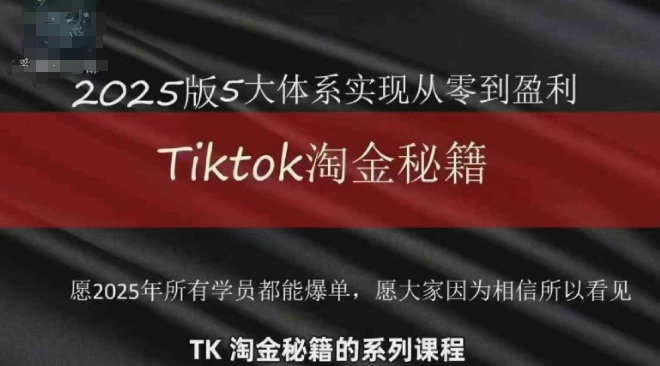 TikTok跨境2025淘金秘籍，​2025TikTok从0到盈利变现-奇奇网创