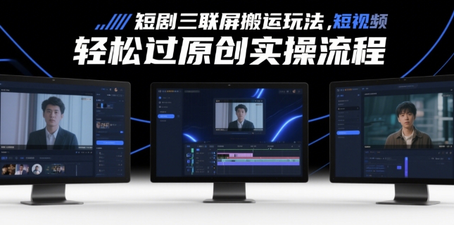 短剧三联屏搬运玩法，短剧搬运轻松过原创实操流程-奇奇网创