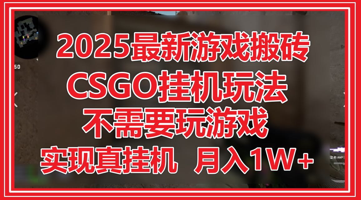 2025最新游戏搬砖，CSGO挂机，不需要玩游戏，实现真挂机，月入1W+-奇奇网创