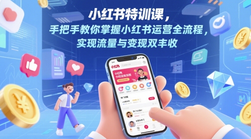 小红书特训课，手把手教你掌握小红书运营全流程，实现流量与变现双丰收-奇奇网创