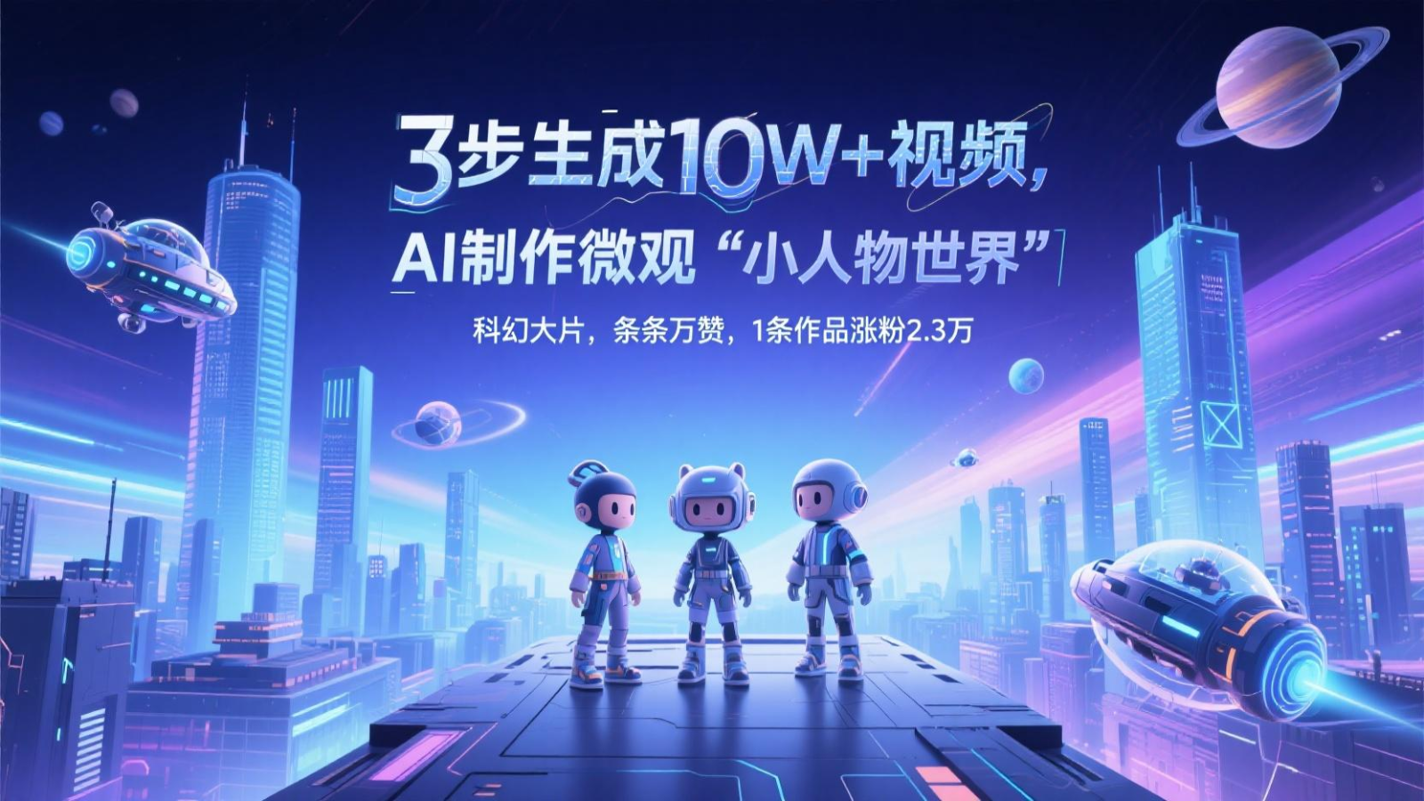 三步生成10W+视频，AI制作微观“小人物世界”科幻大片，条条万赞，1条作品涨粉2.3万-奇奇网创