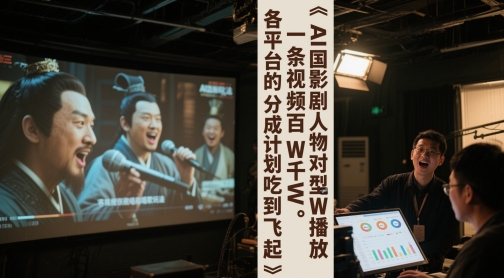 AI三国影视剧人物对口型唱歌玩法，一条视频百W千W播放，各平台的分成计划吃到飞起-奇奇网创