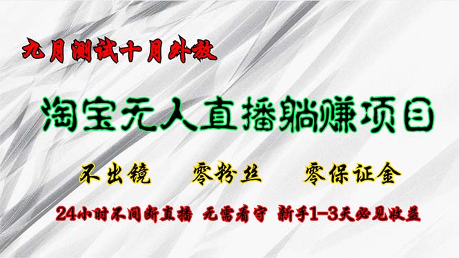淘宝无人直播最新玩法，九月测试十月外放，不出镜零粉丝零保证金，24小…-奇奇网创