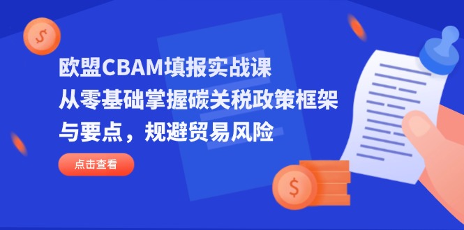 欧盟CBAM填报实战课，从零基础掌握碳关税政策框架与要点，规避贸易风险-奇奇网创