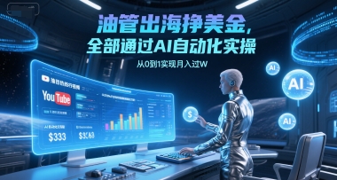 油管出海挣美金，全部通过AI自动化实操，从0到1实现月入过W-奇奇网创
