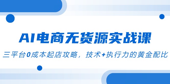 AI电商无货源实战课，三平台0成本起店攻略，技术+执行力的黄金配比-奇奇网创