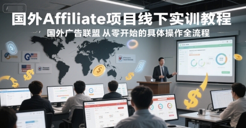 国外Affiliate项目线下实训教程，国外广告联盟从零开始的具体操作全流程-奇奇网创