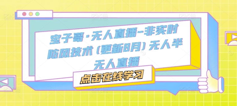 宝子哥·无人直播-非实时防风技术(更新25年6月)无人半无人直播-奇奇网创
